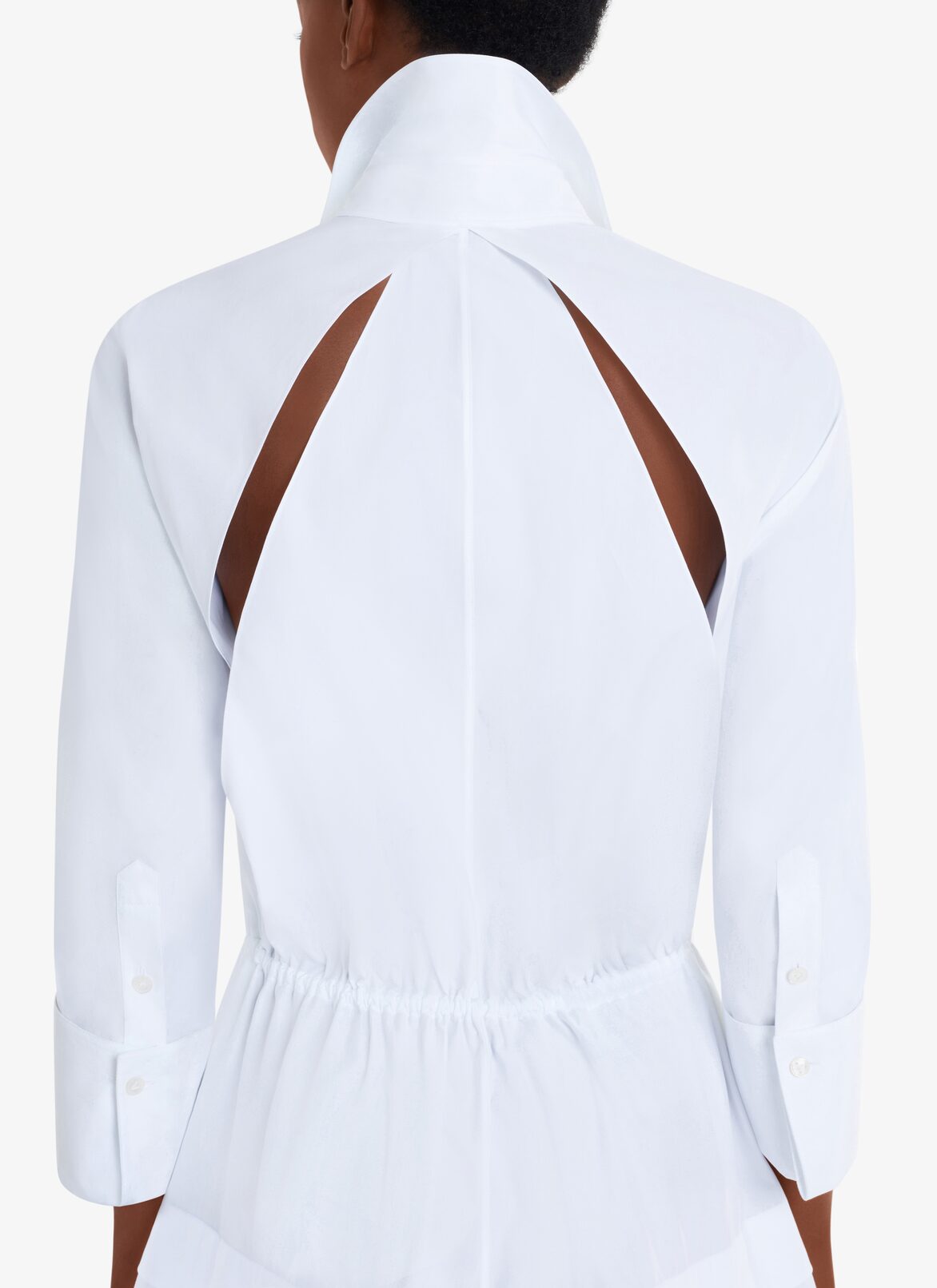SHORT OPEN-BACK JAPANESE POPLIN DRESS ALAÏA WHITE SHORT OPEN-BACK JAPANESE POPLIN DRESS